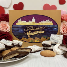 Load image into Gallery viewer, Gift box of assortedmacaroons and brownies with roses and hearts