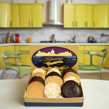 Load image into Gallery viewer, Box of Tripician's Luscious Sampler variety of macaroons in a kitchen setting