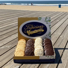Load image into Gallery viewer, Two dozen sampler variety of assorted Tripician's Macaroons in an open isplay box