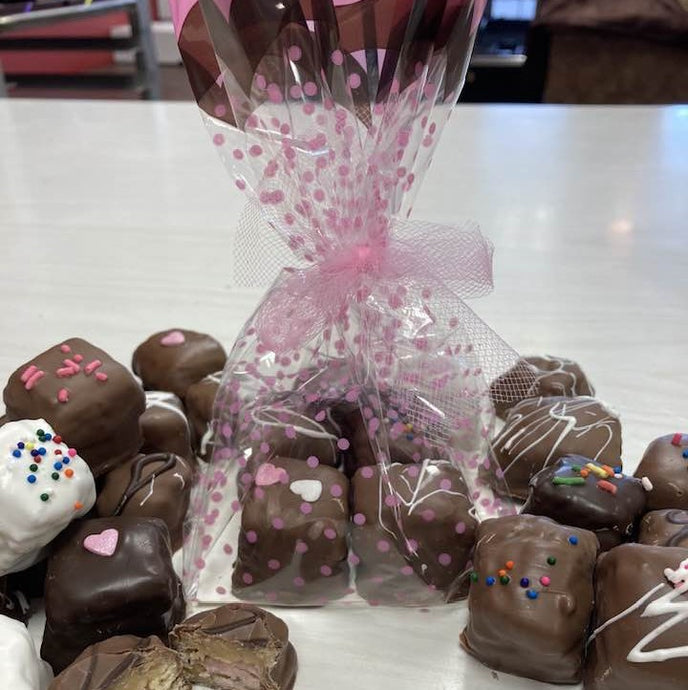 Tripician's Petit Fours a Delightful Combination of Layered Almond Macaroon and Raspberry Fudge