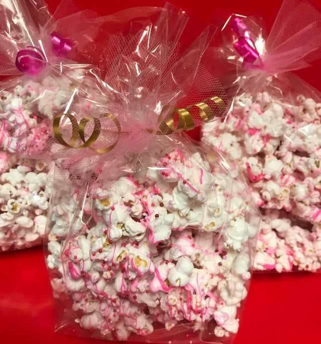 Valentine's Sweet Chocolate Drizzled Popcorn Favor Gift Bags