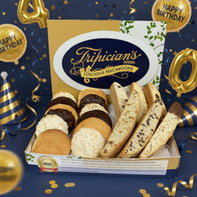 Load image into Gallery viewer, Box of assorted cookies with a visible brand logo on a red background
