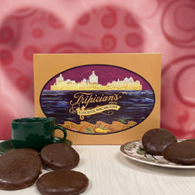 Load image into Gallery viewer, A box of Tripician's branded chocolate covered almond macaroons
