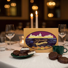 Load image into Gallery viewer, A brnaded Tripician's chocolate covered coconut macaroon gift box
