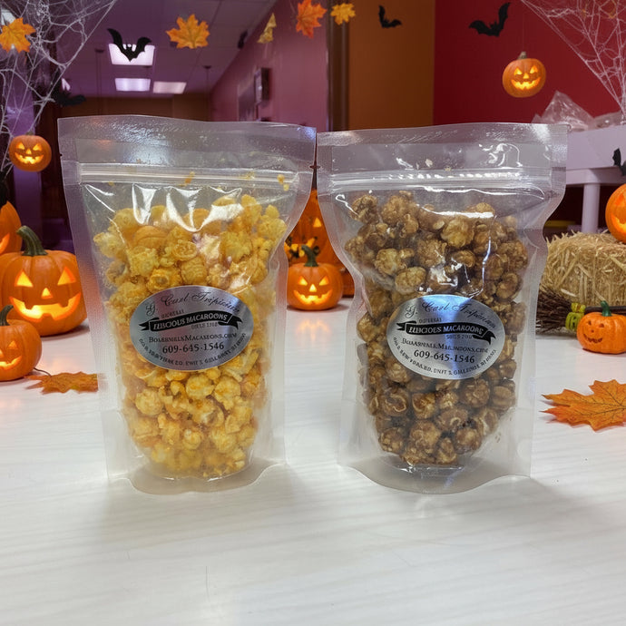 Cheddar popcorn caramel popcorn resealable bags

