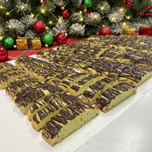 Load image into Gallery viewer, Dark chocolate drizzeld pistachio biscotti
