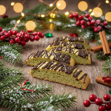 Load image into Gallery viewer, Dark chocolate drizzeld pistachio biscotti
