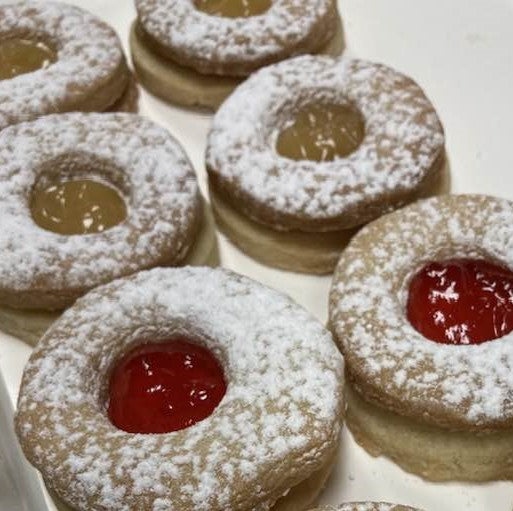 Linzer Cookies NEW & Improved Recipe - Raspberry Jam or Lemon Curd - 6 cookies