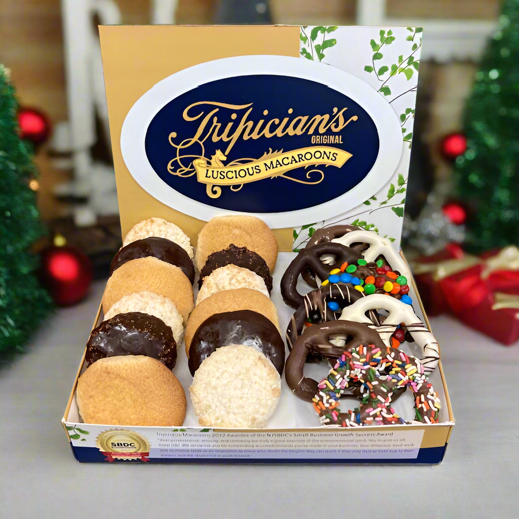 Macaroons and Chocolate Covered Pretzel Gift Box