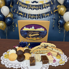 Load image into Gallery viewer, Tripician brnaded gift box of macaroons, biscotti and fudge
