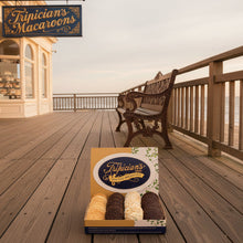 Load image into Gallery viewer, Two dozen sampler variety of macaroons in an open display box
